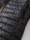 2023 Winter Mid-Length Hooded Cotton Jacket Women Autumn Lightweight Plush Lining Solid Ladies Parka Loose Female Zipper Outwear