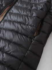 2023 Winter Mid-Length Hooded Cotton Jacket Women Autumn Lightweight Plush Lining Solid Ladies Parka Loose Female Zipper Outwear