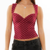 Women Sweetheart Neck Crop Tops Cute Polka Dot Tank Top Vintage Slim Fit Sleeveless Summer Bustier Shirts Vest Y2k Clothes