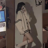 Striped Loose Cardigan Women Y2K Vintage  Autumn Winter Single Breasted Sweater Streetwear Casual Korean Female Knitted Coat