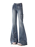 Women Dark Academia Low Rise 2000s Y2k Japanese Denim Pants Harajuku Bell Bottoms Long Trousers 2000s Flare Jean Gyaru Harajuku