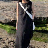 Pbong  Laid-ba Sle Women's Vest Dr Unique Design Long Summer Faion Item Ele Skirt Trendy Gown Lazy Chic Dr