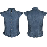 Vintage Men's Jacquard Vest Medieval Dark Pattern Fabric Gorgeous Elegant Sleeveless Waistcoat for Halloween Party Cosplay Adult