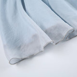 Folds A-Line Square Collar Puff-Sleeve Dress