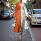 Pbong  Sexy Casual Floral Print Dress High Collar Full Sleeve Knee Length Polyester Fiber Independent Station Cross Border Dress