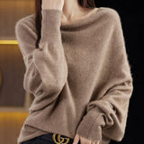Cowl Neck Knit Top for Women Batwing Sleeve Sweater Pullovers Female Fine Knitwear Autumn Winter Elegant Outfit