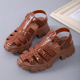 Pbong  Luxury New Thick Sole Sandals Women Wrap Toe Hollow Outs Roman Sandalias Women Casual Beach Shoes Summer Platform Sandals Woman