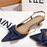Pbong  Pointed Heel Sandals Velvet Shoes Suit Female Beige Women's Suede Low Closed Denim Black Fashion Real Girls Stiletto Retro