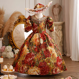 Children's Victorian Historical Dress 18th Century Rococo Party Princess Dresses for Girls