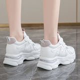 Pbong  Fashion Air Cushion Platform Sports Shoes for Women Mesh Breathable Chunky Sneakers Woman Thick Sole Anti Slip Vulcanized Shoes