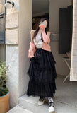 White Gauze Half Skirt Women Summer New French Vintage Cake Skirt High Waist A-line MIDI Skirt Korean Fashion Faldas