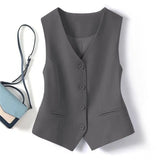 Women's Suit Vest Coat 2025 Spring Summer Sleeveless Retro Style Ladies Blazer Vest Temperament Short Lady Cardigan Waistcoat