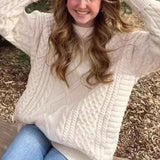 Vintage Women Knitted Pullovers Elegant Casual Oversize Long Sleeve Sweaters Autumn Winter Solid Lady Sweaters Street