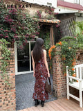 Designer Insect Floral Cowls Sleeveless Long Dress For Women 2024 Summer A Line Bodycon Midi Dress New Collection