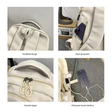 Pbong  College Style Canvas School Bags For Girls Solid Junior High School Student Schoolbag Korean Version Laptop Backpack Women Boys