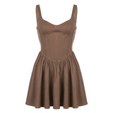 Brown Stitching Corset Birthday Party Dress