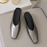 Square Toe Women Slippers Mid Heels Fashion Shoes Heeled Sandals Designer Chunky Dress Slides Walking Comfort Sandalias Mujer