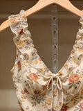 Y2k Japanese Style Hot Girl Slim Tanks 2000s Harajuku Vintage Sexy Camis Summer French Elegant Print Floral Sleeveless Tops Chic