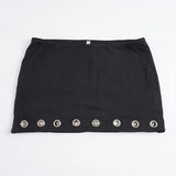 Pbong  Gothic Solid Hollow Out Bodycon Skirts Dark Sexy Slim Low-Waisted Super Mini Skirts Women Summer Fashion Streetwear Ladies