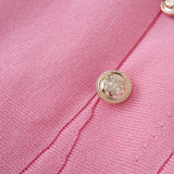 Pbong  Chic Fashion Slim Waist A-line Knitted Dress  New Summer Elegant Double-breasted Party Dress Korean Outfits Vestido