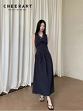 Lace Pathwork Sleeveless Long Modest Dress Summer 2025 Party Evening Dress 2025 V Neck Tunics A Line Midi Dress Clothes