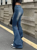 2025 Woman Vintage High Waist Flare Jeans Female Stretchy Bootcut Tight Denim Pants Women Bell Bottoms Casual Slim Fit Trousers