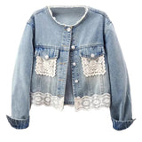 Women's Denim Jacket 2025 Spring Autumn Korean Version High-grade Lady Outerwear Round Neck Long-sleeve Ladies Short Cowboy Coat