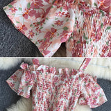 Pbong  Korean Fashion Sweet Off Shoulder Women Party Dress New Summer Floral Print Vacation Long Dress Beach Vestidos