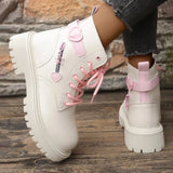 Women Boots Autumn Winter Fashion Casual New Comfortable Women Shoes Warm Round Toe Cute Leather Women Square Heel Ankle Boots