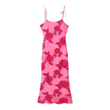 Flower Jacquard Long Dress 2025 New Rosered Sleeveless Slim Fashion Slip Dress Summer Vestidos Beach Party Female Clothes
