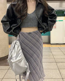 Plaid Skirt Vintage Women Elegant Sweet Korean Style Mid Skirt Y2k Harajuku fashion A-line summer Aesthetics Skirts