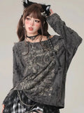 Gothic Vintage Oversize Long sleeve T shirt Women Sweet Sexy Off shoulder Tops Spring Autumn Fashion Holes Basic Tees