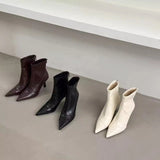 Pbong  Winter New Brand Women High Heel Short Boots Fashion Pointed Toe Ladies Elegant Ankle Boots High Heel Dress Pumps Boots Women