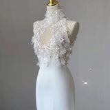 Pbong  Retro Lace Light Wedding Dr New Satin Fi Tail Gown Ele Bride Outdoors Welcoming Guest Light High Waist