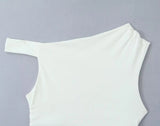Slanted Collar Off Shoulders Top And Short Skirt Sets 2025 New White Vacation Women Outfits Cotton Blend Slim Sexy Summer Suit
