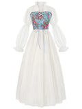 Gothic Medieval Dress Women Vintage Long Sleeve Sweetheart Dress Soild Court Style Dresses Formal Banquet Prom Party Dresses
