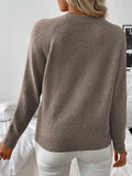 New diagonal shoulder button round neck long sleeved casual knitted sweater