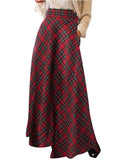 Vintage Plaid Checked Long Skirts Women Autumn High Waist Party Maxi Skirt Fashion Christmas Clothes Holiday Faldas Saia