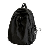 Women's Drawstring Ruched Lightweight Backpack Minimalist Casual Aesthetic Daily Simple Solid Color School Bag New Trend