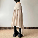 Women Clothes Vintage Y2K Harajuku Aesthetic Fairy Asymmetrical Skirts Summer Female Sexy Split Solid High Waist Slim Midi Skirt