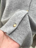 Gold Button Long Sleeve Sweaters Cardigan for Women Spring Autumn O-Neck Button-up Knit Jacket Tops Knitwear Basic Tops