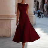 Pbong  Elegant Sleeveless Party Maxi Dress Women Summer Fashion Solid Color Backless Slim Long Dresses Casual