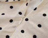 French Retro Polka Dot Print Long Dress Sweet Chic V-neck Summer Women Dress Short Sleeve High Waist Elegant Lady Dresses 2025