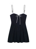 Ruffle Patchwork Y2K Streetwear Women Dress Navy Blue Fashion Tight Short Dress Sleeveless Zipper Summer Slip Dress 2025 New