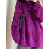 Women's Cable Knit Sweater Pullover Long Sleeve Mock Neck Jumper Top Loose-fit Slouchy Cozy Knitwear Autumn Winter Casual Outfit