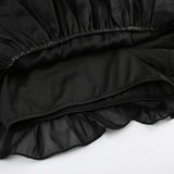 Black Strapless Bow Ruffles Tiered Dress