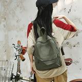 Pbong  Brand High Quality Canvas Backpacks Women Solid 100% Cotton School Bags Soft Green Satchels Small Cloth Leisure Or Travel Bags