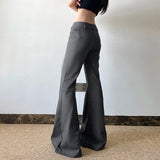 Pbong  Office Ladies Basic Slim-fitting Solid Suitpants Y2K Elegant Fashion Low-Waisted Flare Pants Women Autumn Spring Trousers