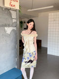 Cat And Floral Print Summer Skirt For Woman 2025 Knee Length Cute Skirt Designer Woman Bottoms Fashion Clothing