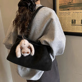 Pbong  Large Capacity Tote Bag Commuter Bag Women's Simple Underarm Bag Autumn Winter New Style City Minimalist PU Bucket Shape Magn...